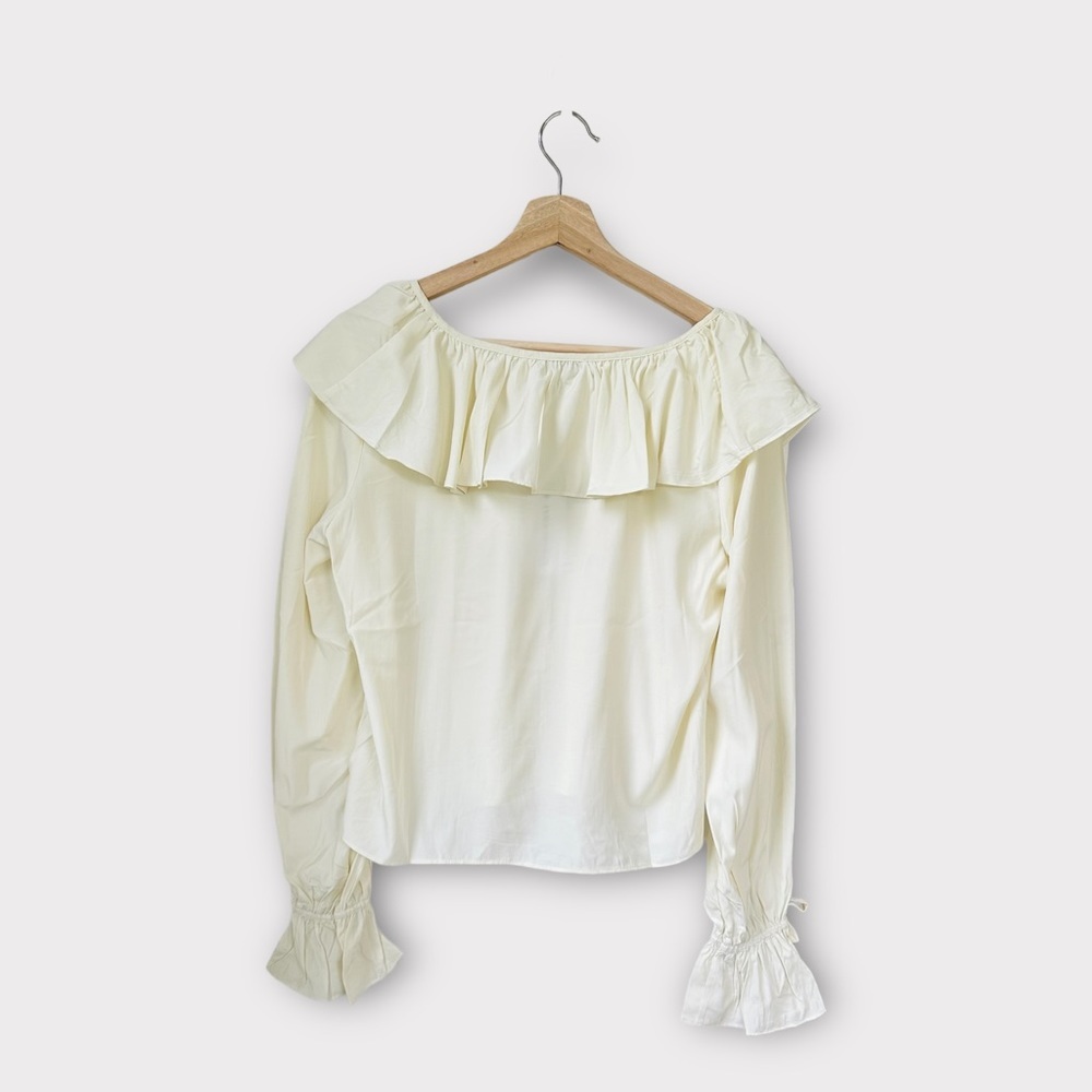 NWT WeWoreWhat Ruffle Blouse, Ivory, size S - Picture 2 of 6